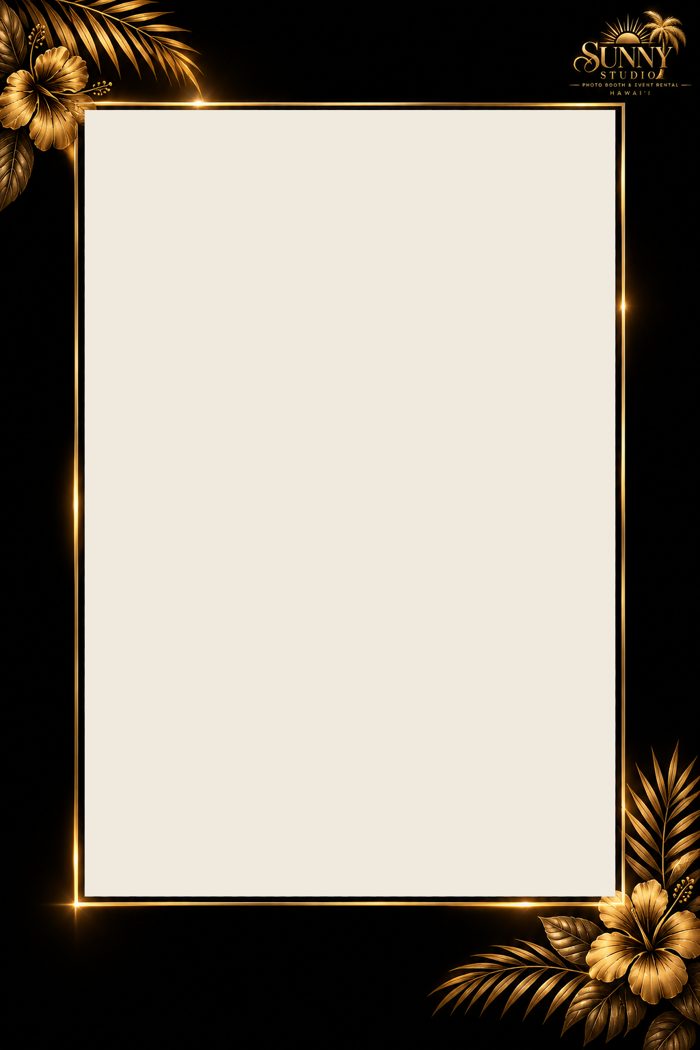 Gold hibiscus wedding photo booth print template